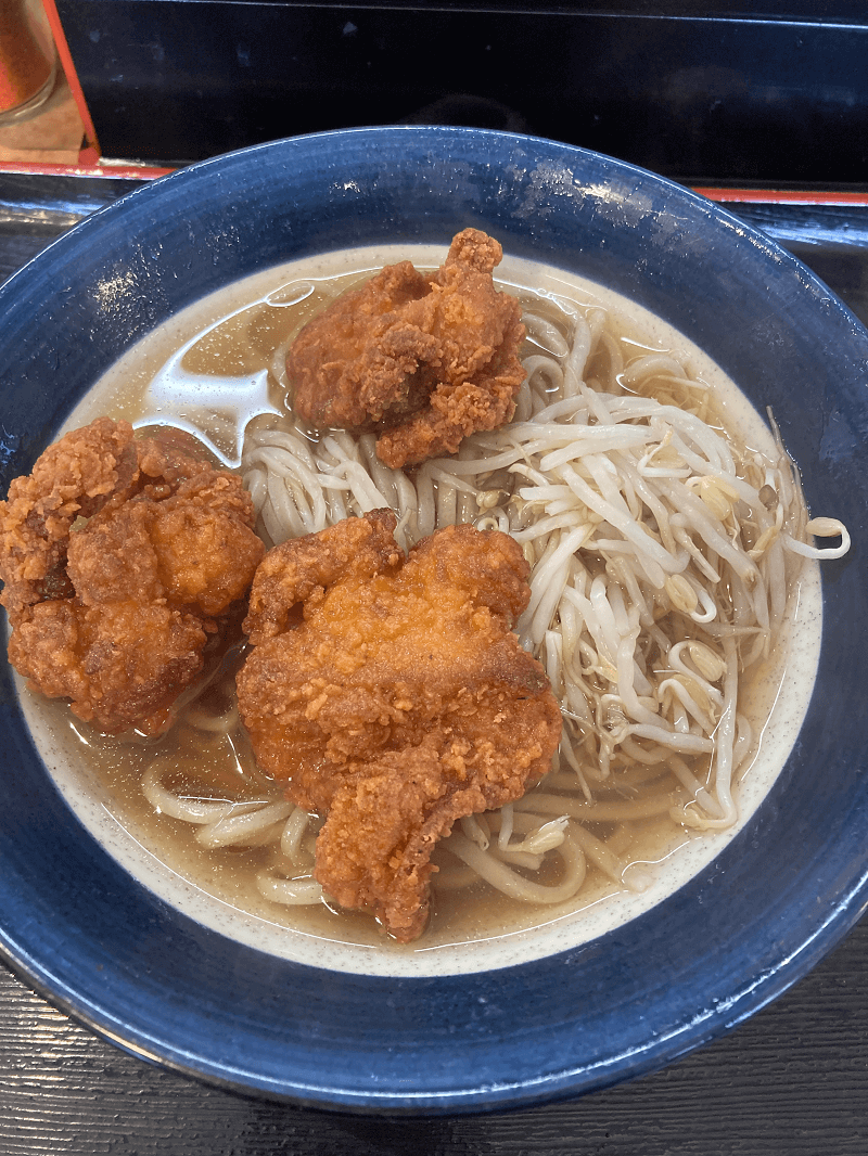 牧のうどんの唐揚げそば