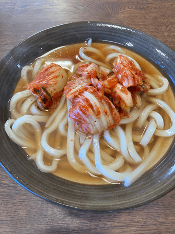 牧のうどん,キムチうどん,おいしい,キムチ
