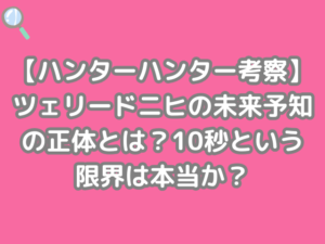 ハンターハンター考察　ツェリードニヒ　未来予知　正体　10秒　限界　本当か　本当　HUNTER×HUNTER h×h